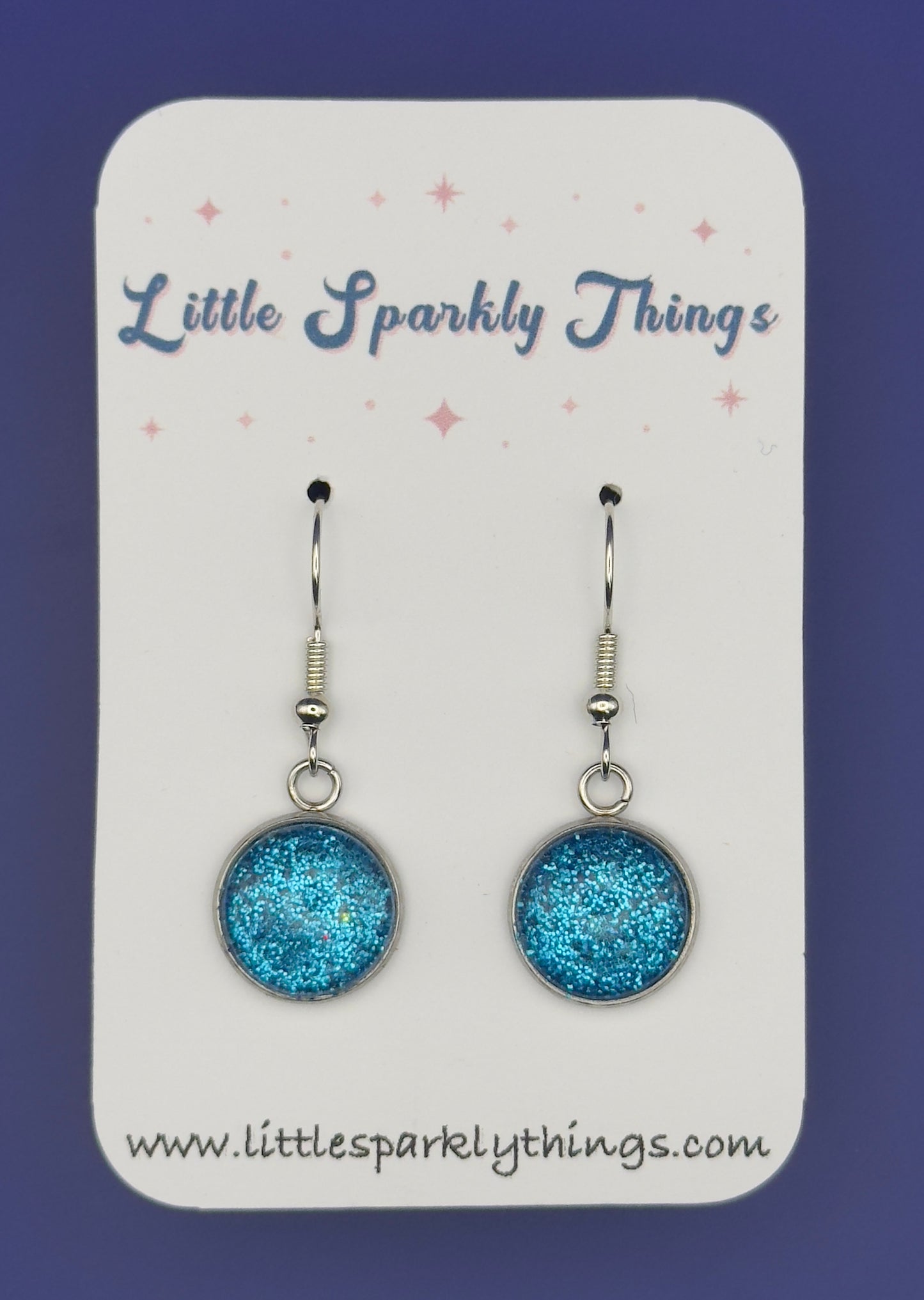 Blue Fine Glitter Earrings