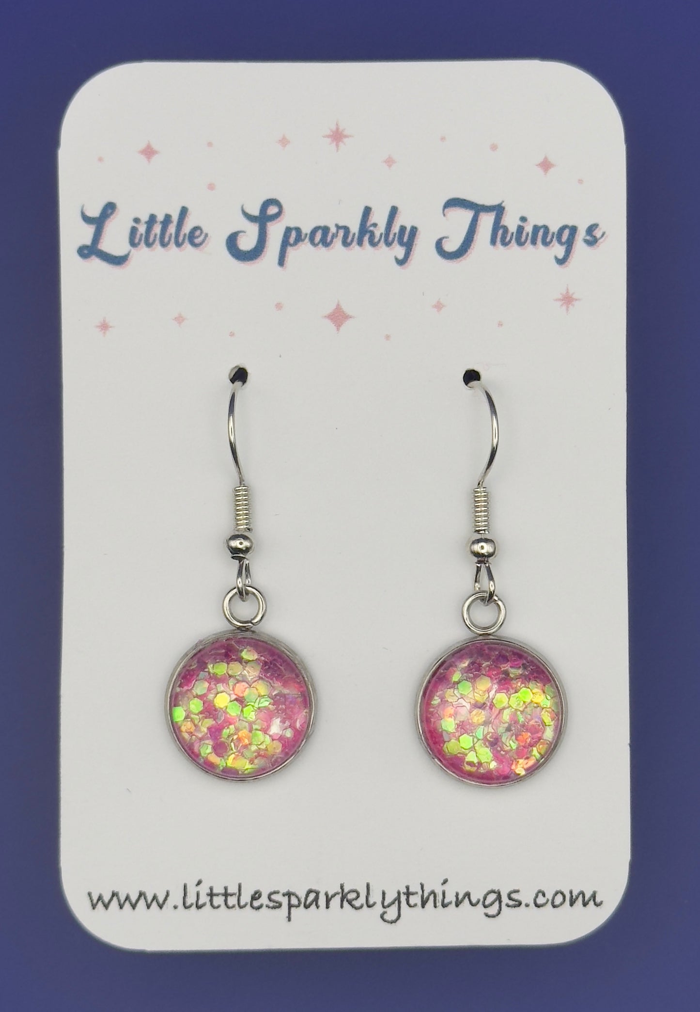 Pink Shimmer Fine Chunky Glitter Earrings