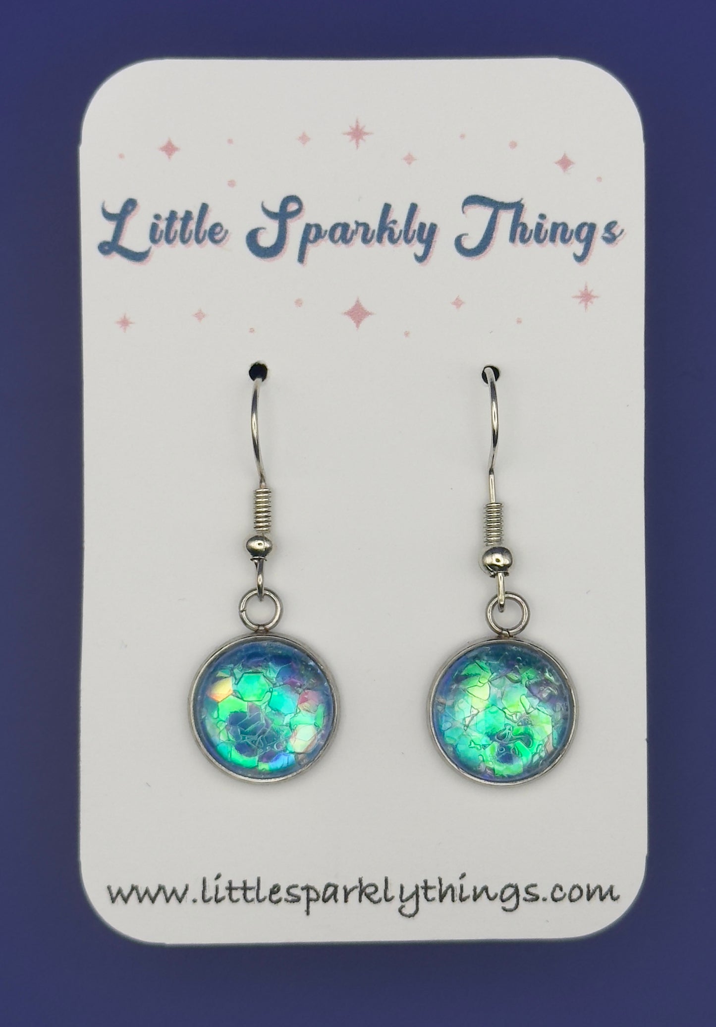 Aqua Blue Chunky Glitter Earrings