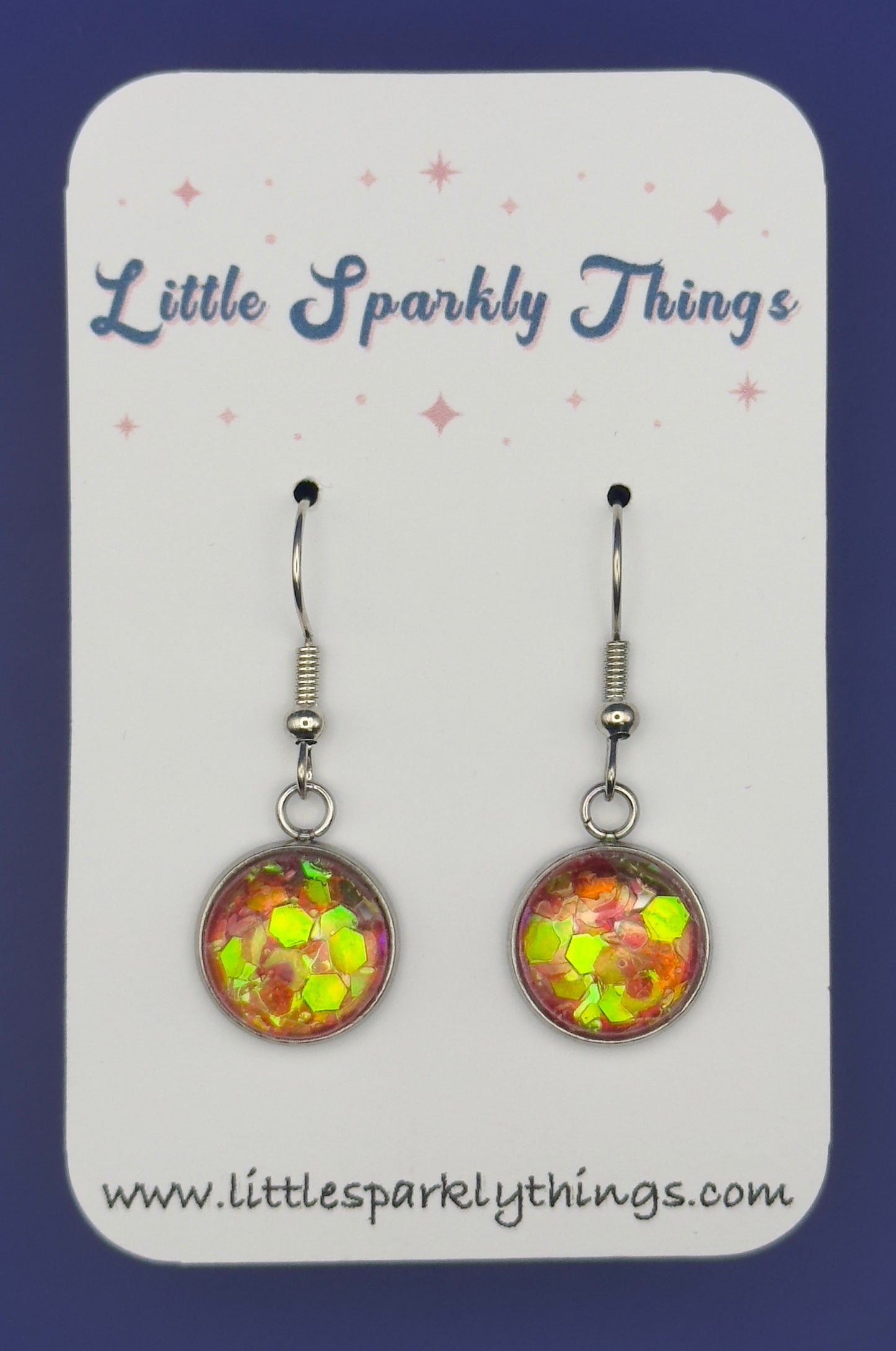 Orange Glow Chunky Glitter Earrings