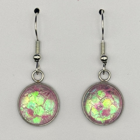 Pink Shimmer Chunky Glitter Earrings