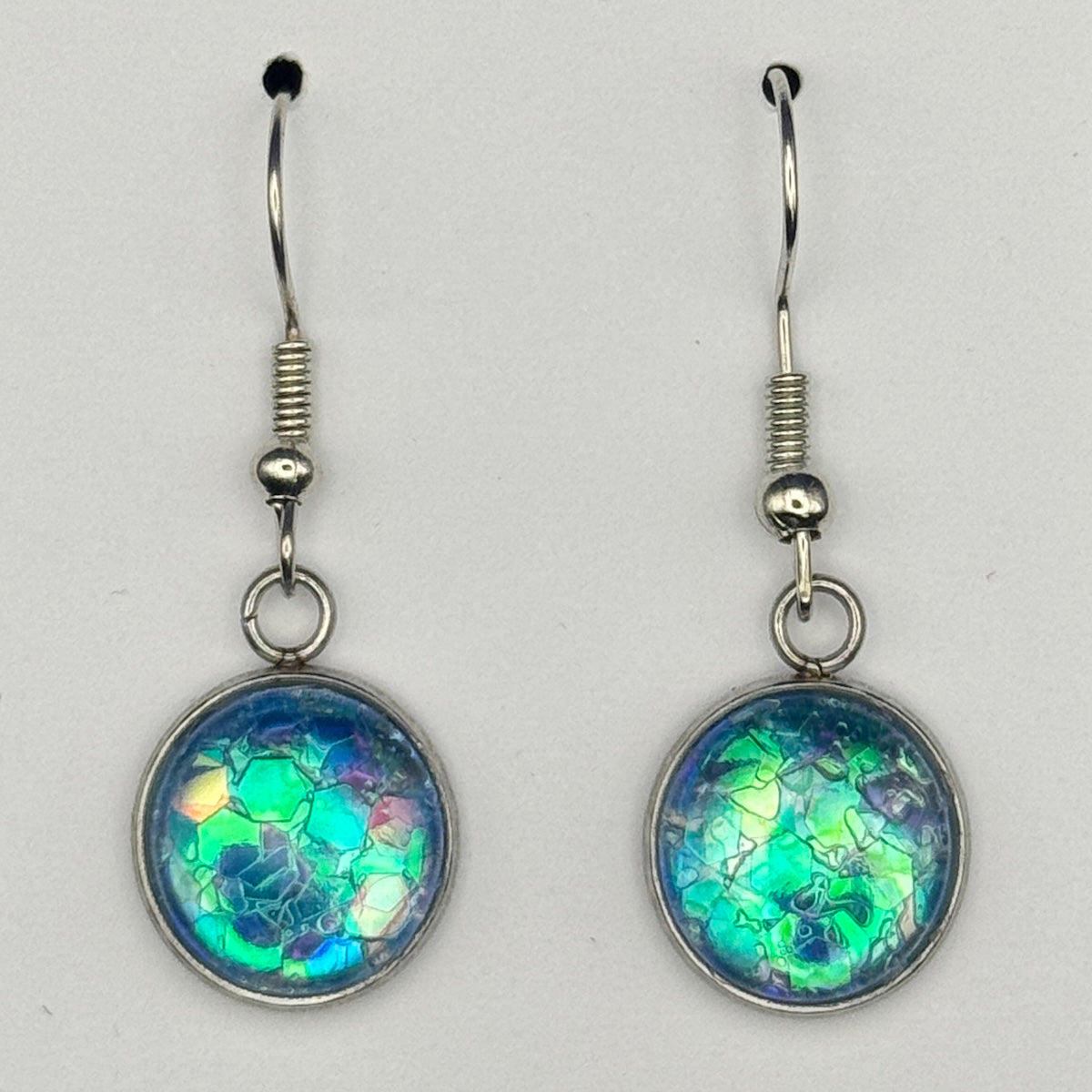 Aqua Blue Chunky Glitter Earrings