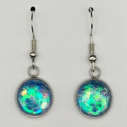 Aqua Blue Chunky Glitter Earrings