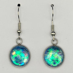 Aqua Blue Chunky Glitter Earrings