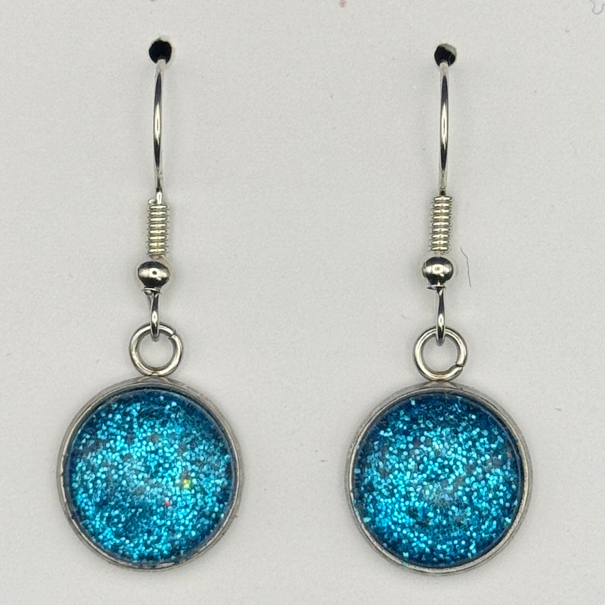 Blue Fine Glitter Earrings