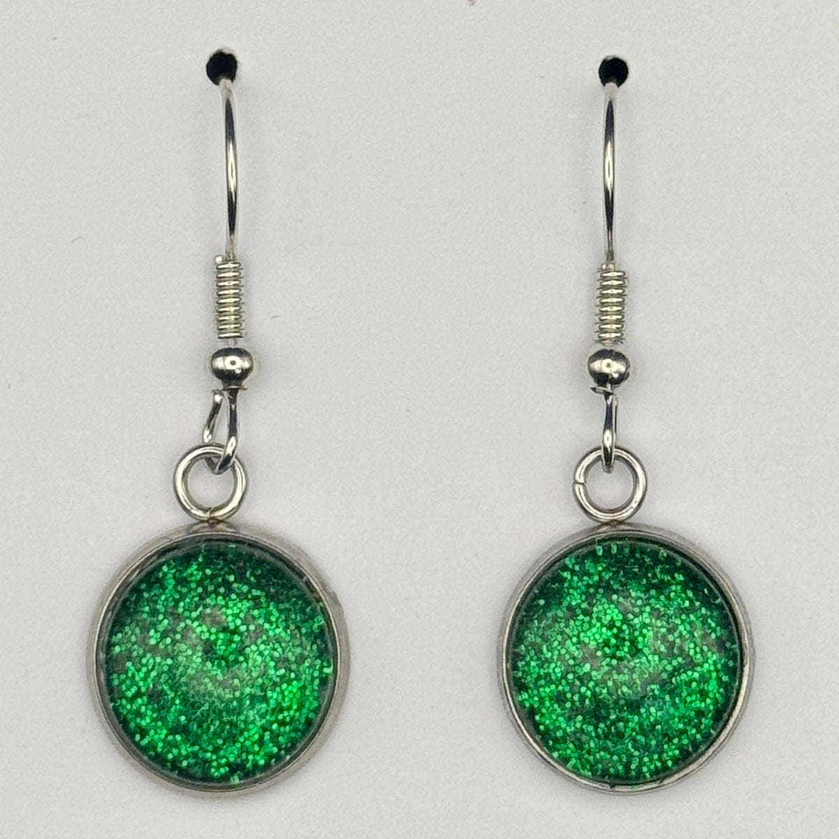 Green Fine Glitter Earrings