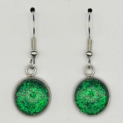 Green Fine Glitter Earrings