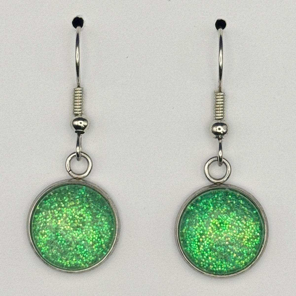 Green Iridescent Fine Glitter Earrings