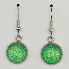 Green Iridescent Fine Glitter Earrings