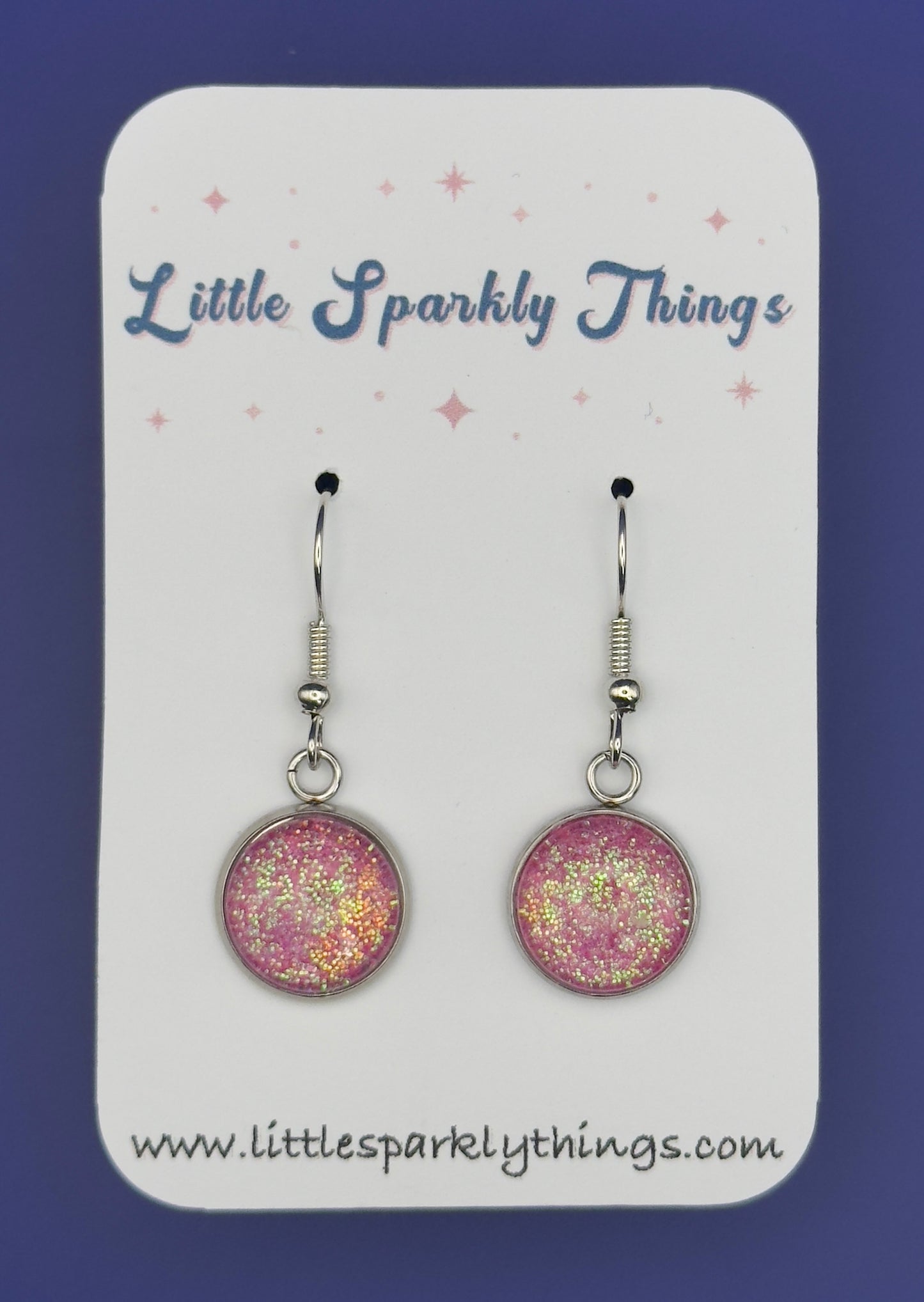 Pink Iridescent Fine Glitter Earrings