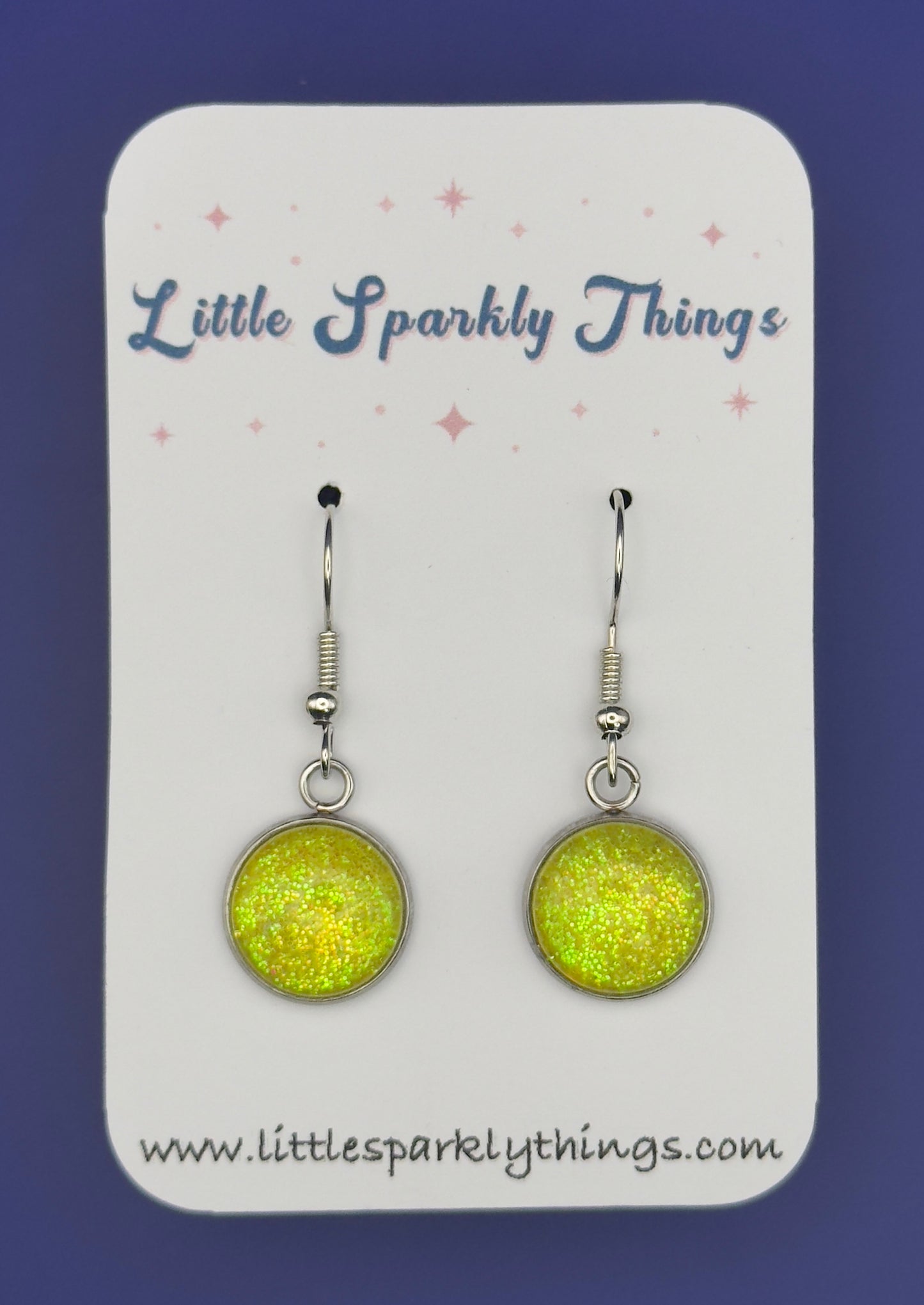Neon Yellow Fine Glitter Earrings
