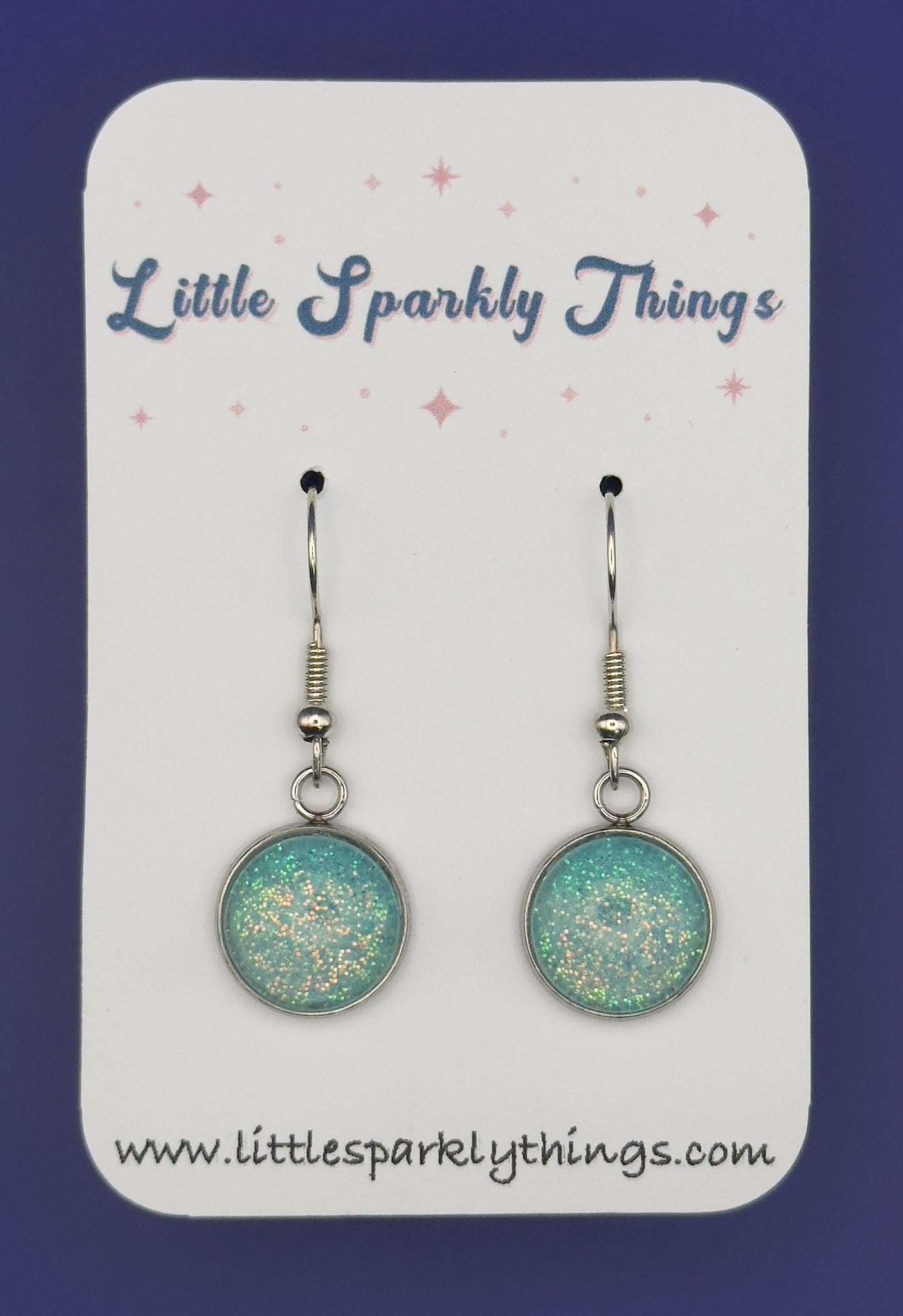 Aqua Sparkle Fine Glitter Earrings