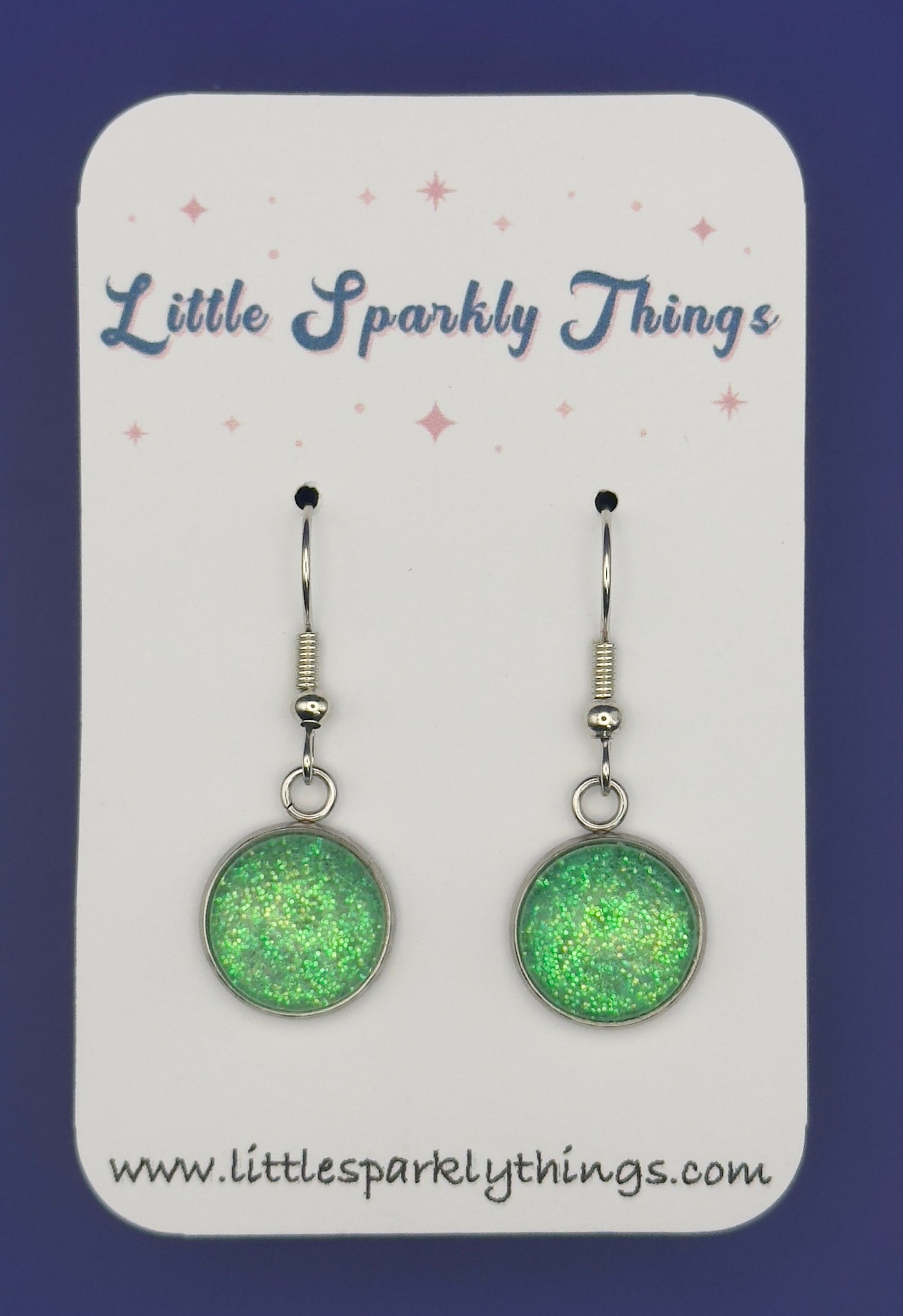 Green Iridescent Fine Glitter Earrings