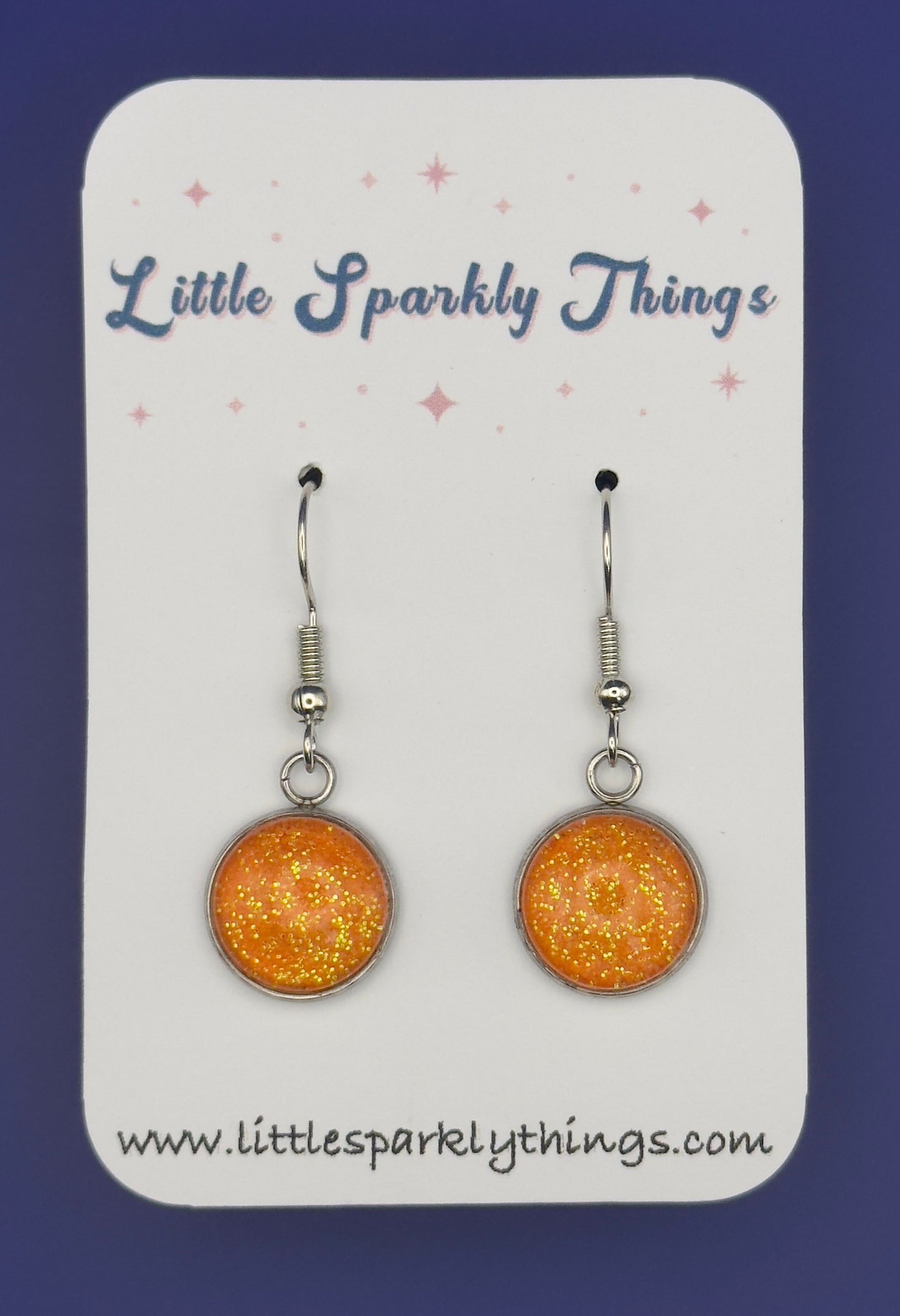 Orange Iridescent Fine Glitter Earrings