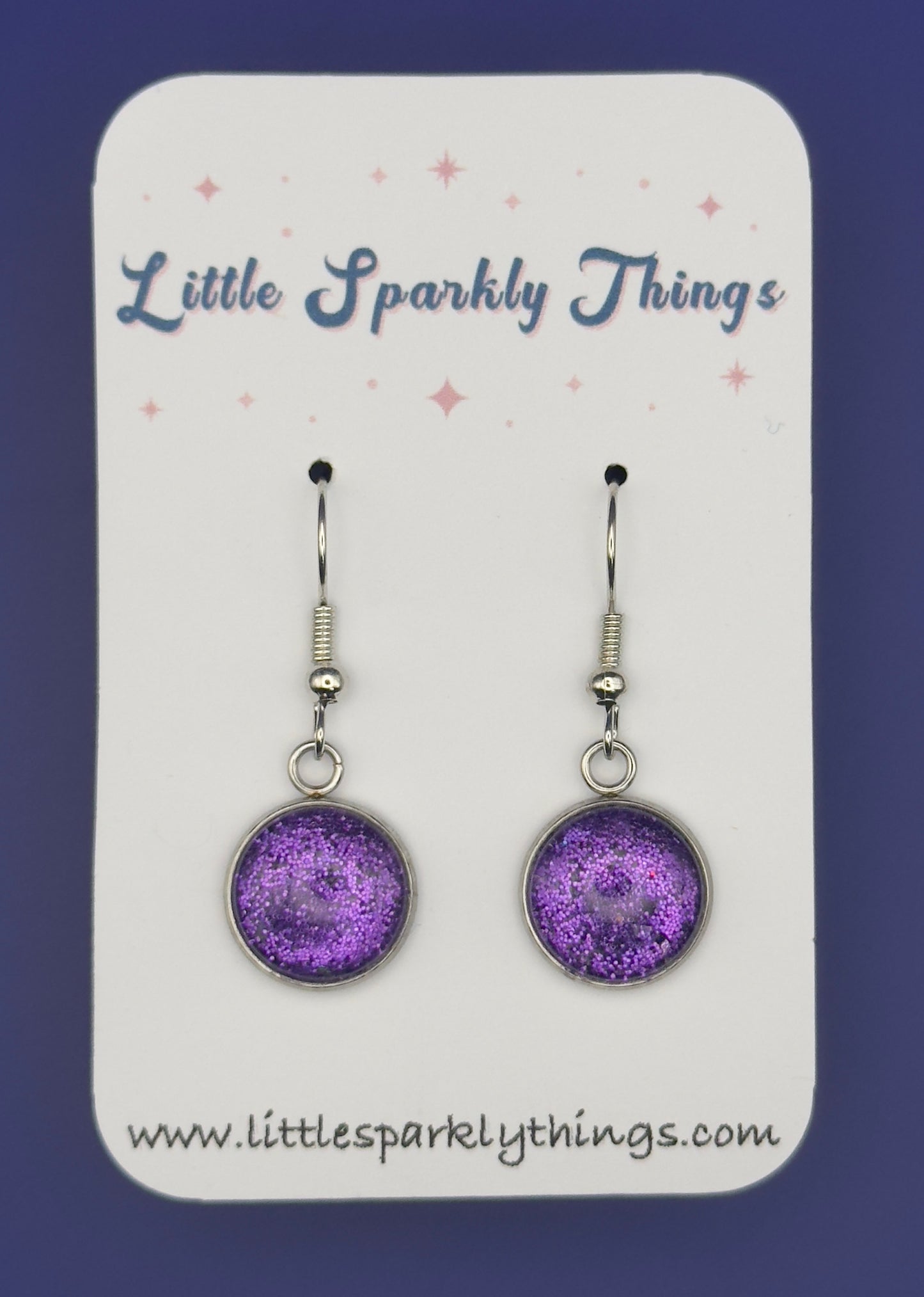 Purple Fine Glitter Earrings