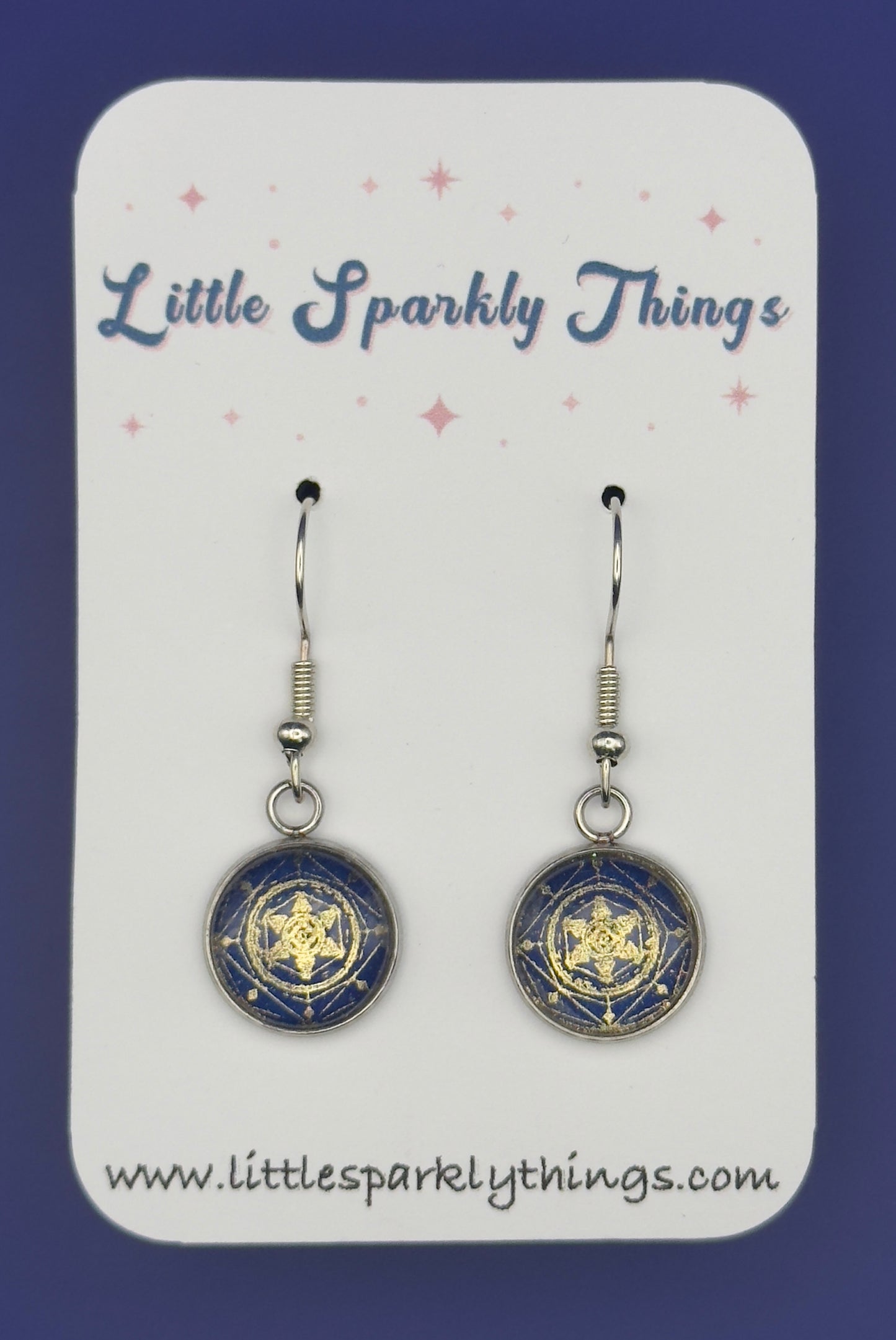 Celestial Blue & Gold Star Earrings