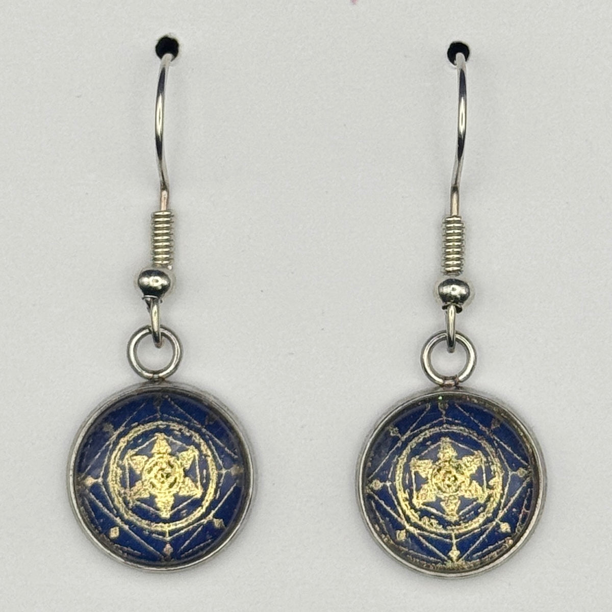 Midnight Blue Gold Pattern Earrings