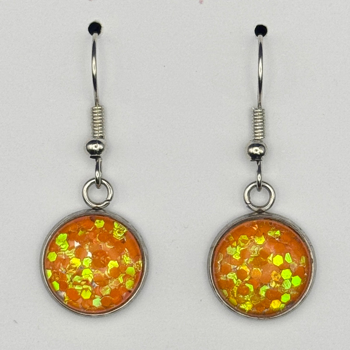 Neon Orange Fine Chunky Glitter Earrings