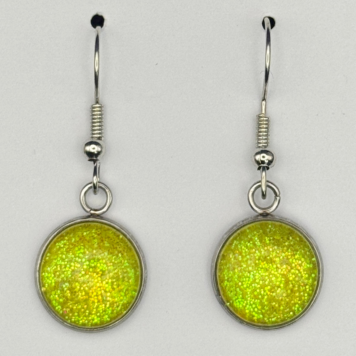 Neon Yellow Fine Glitter Earrings