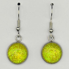 Neon Yellow Fine Glitter Earrings