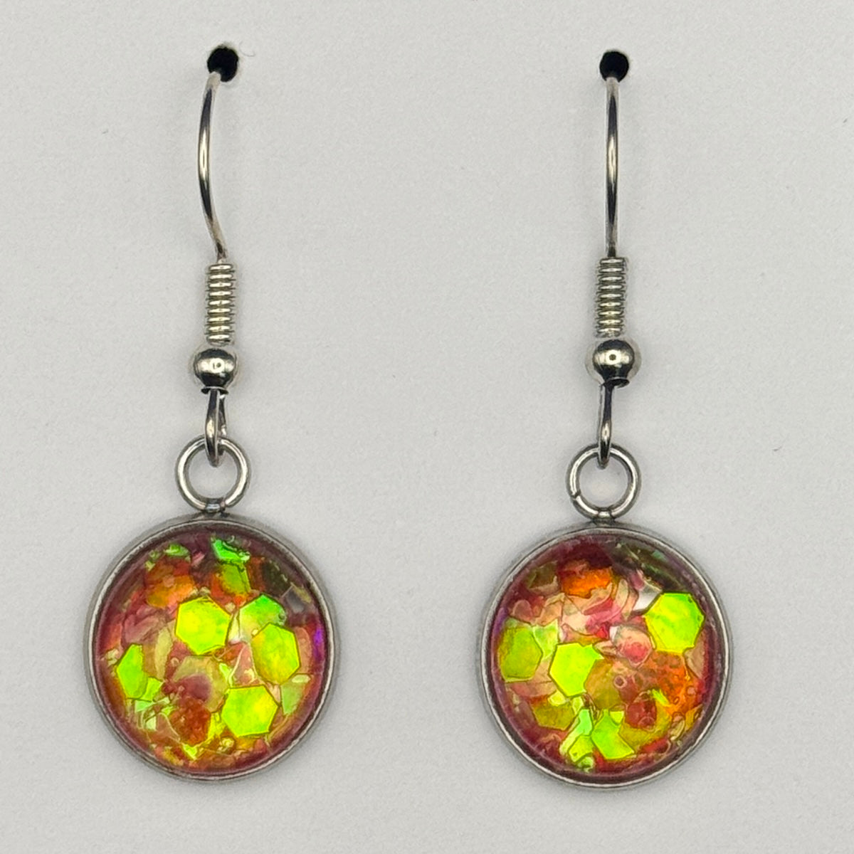 Orange Glow Chunky Glitter Earrings