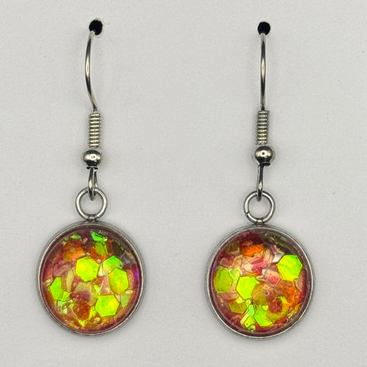Orange Glow Chunky Glitter Earrings