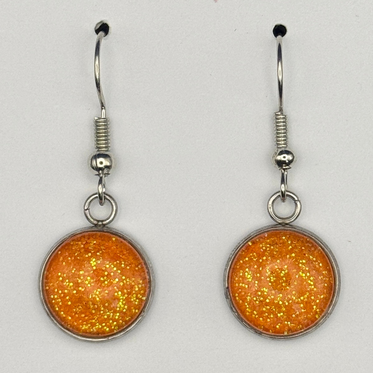 Orange Iridescent Fine Glitter Earrings