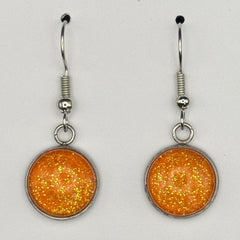 Orange Iridescent Fine Glitter Earrings