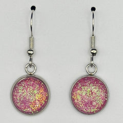 Pink Iridescent Fine Glitter Earrings