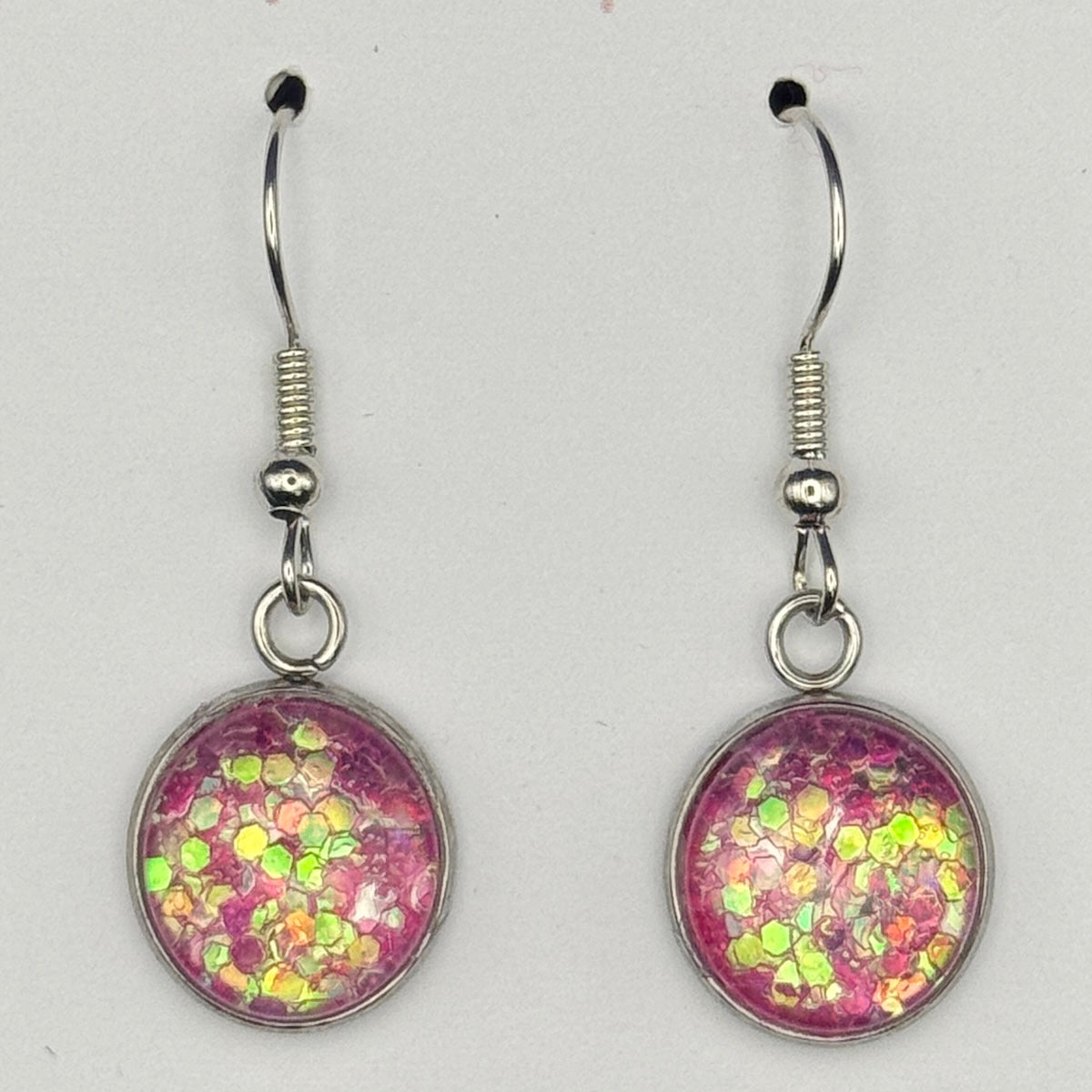 Pink Shimmer Fine Chunky Glitter Earrings