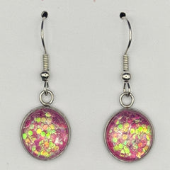 Pink Shimmer Fine Chunky Glitter Earrings