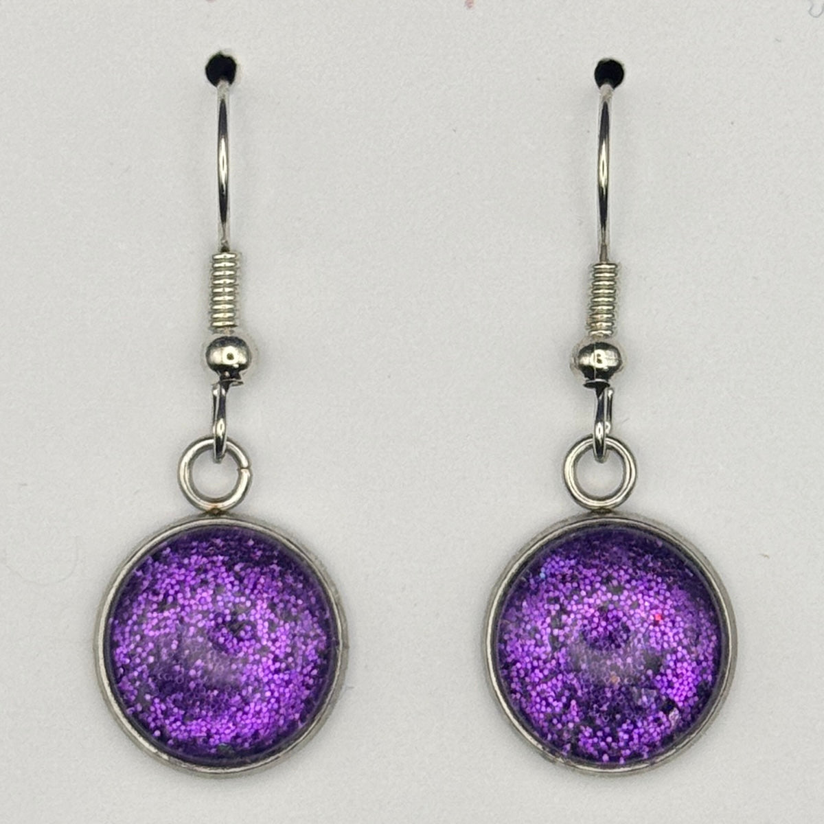 Purple Fine Glitter Earrings