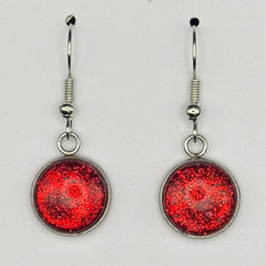 Ruby Red Fine Glitter Earrings